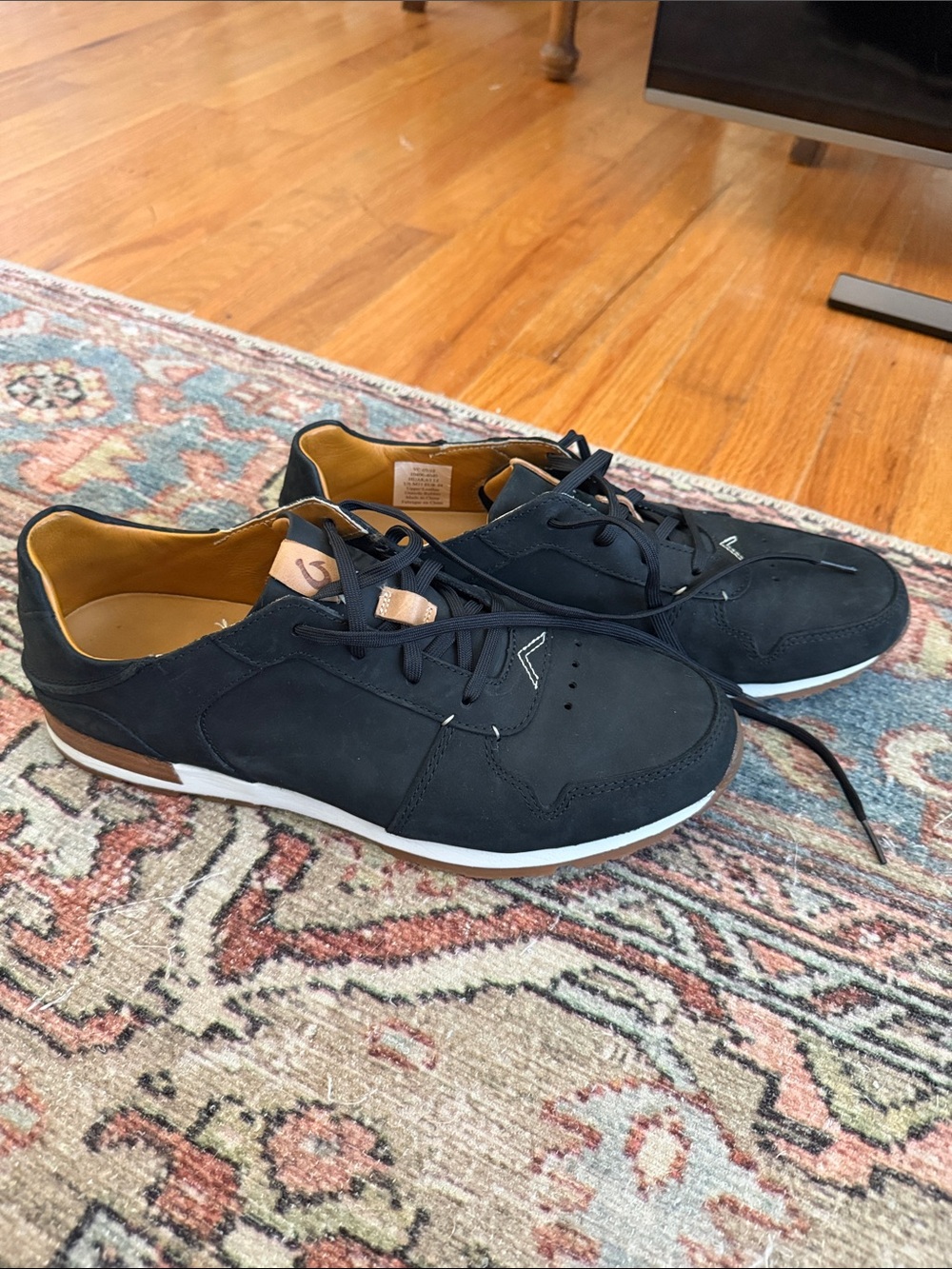 OluKai Men's Black Sneakers with Tan Interior